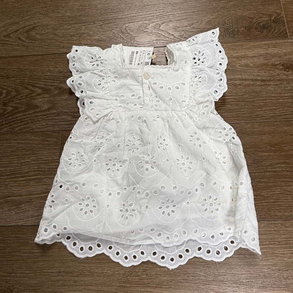 Zara Kids Baby Girl White Eyelet Lace Lined Dress Size 9-12 months, NWT - Picture 7 of 11